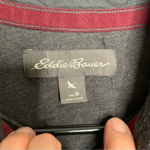 Eddie Bauer Mens Quilted pullover 1/4 zip jacket size Medium black - Picture 5 of 6